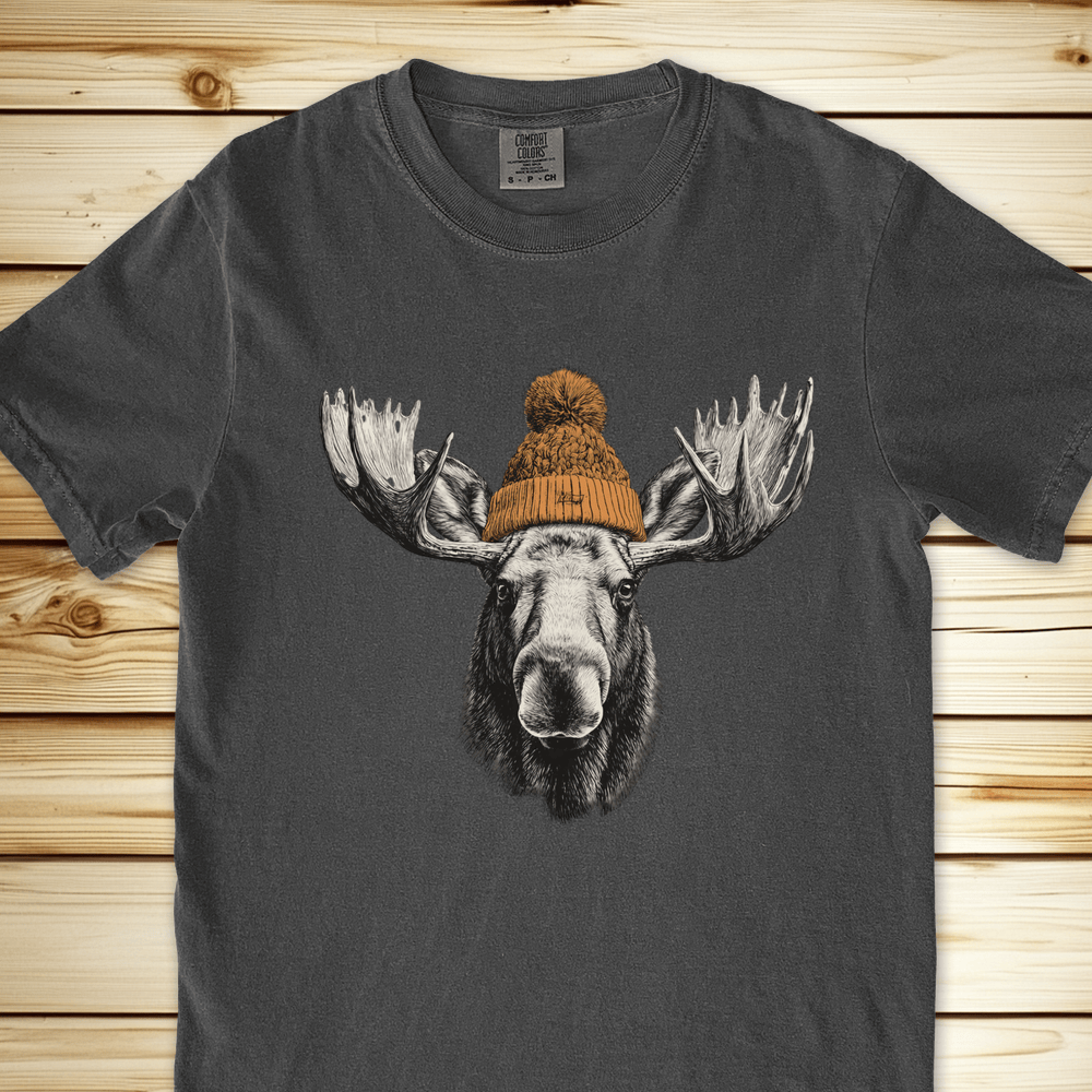 2278 Moose In A Beanie Relaxed Fit Tee - Pepper