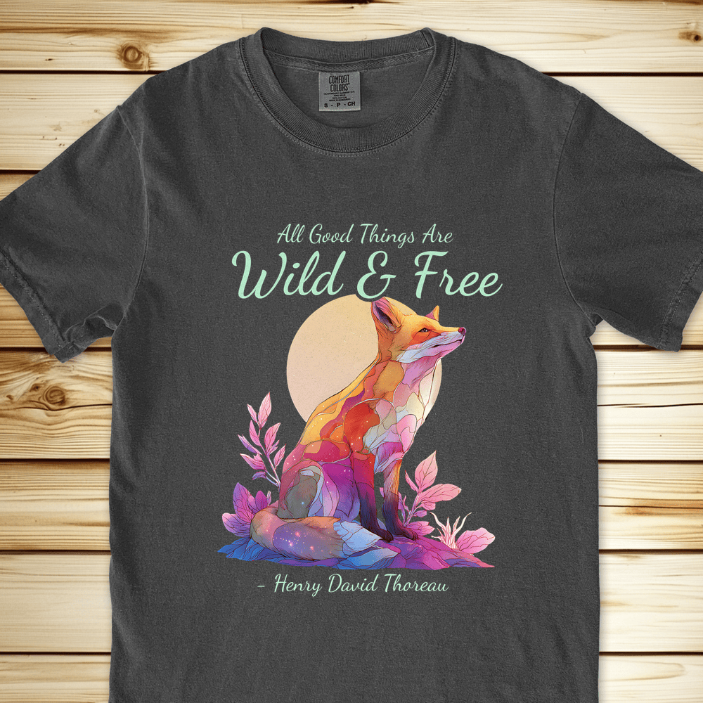 Wild And Free Thoreau Quote Relaxed Fit Tee - Pepper