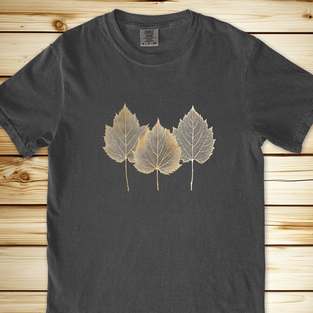 Gold Leaves Relaxed Fit Tee - Pepper