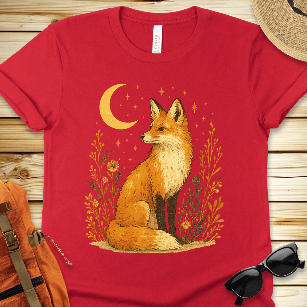 1925 Fox In The Moonlight Tshirt - Red