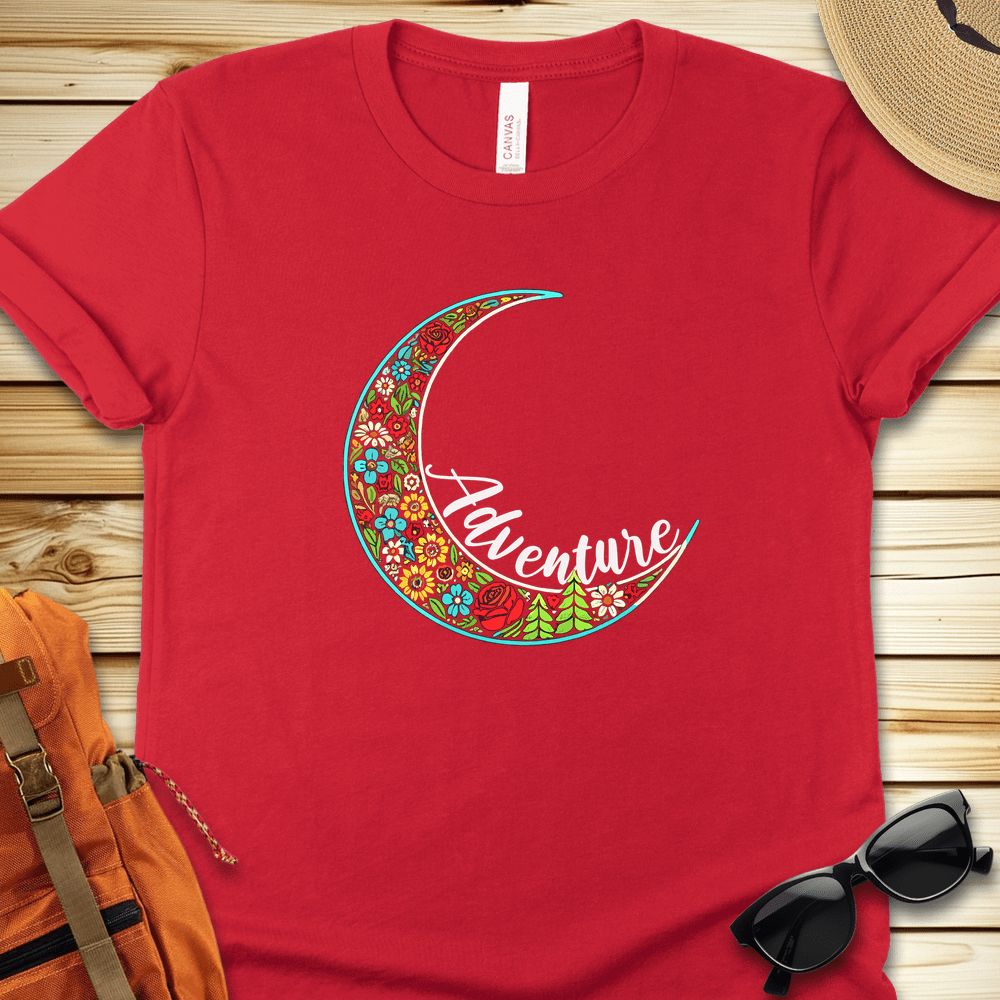 1474 Simple Adventure Moon Tshirt - Red