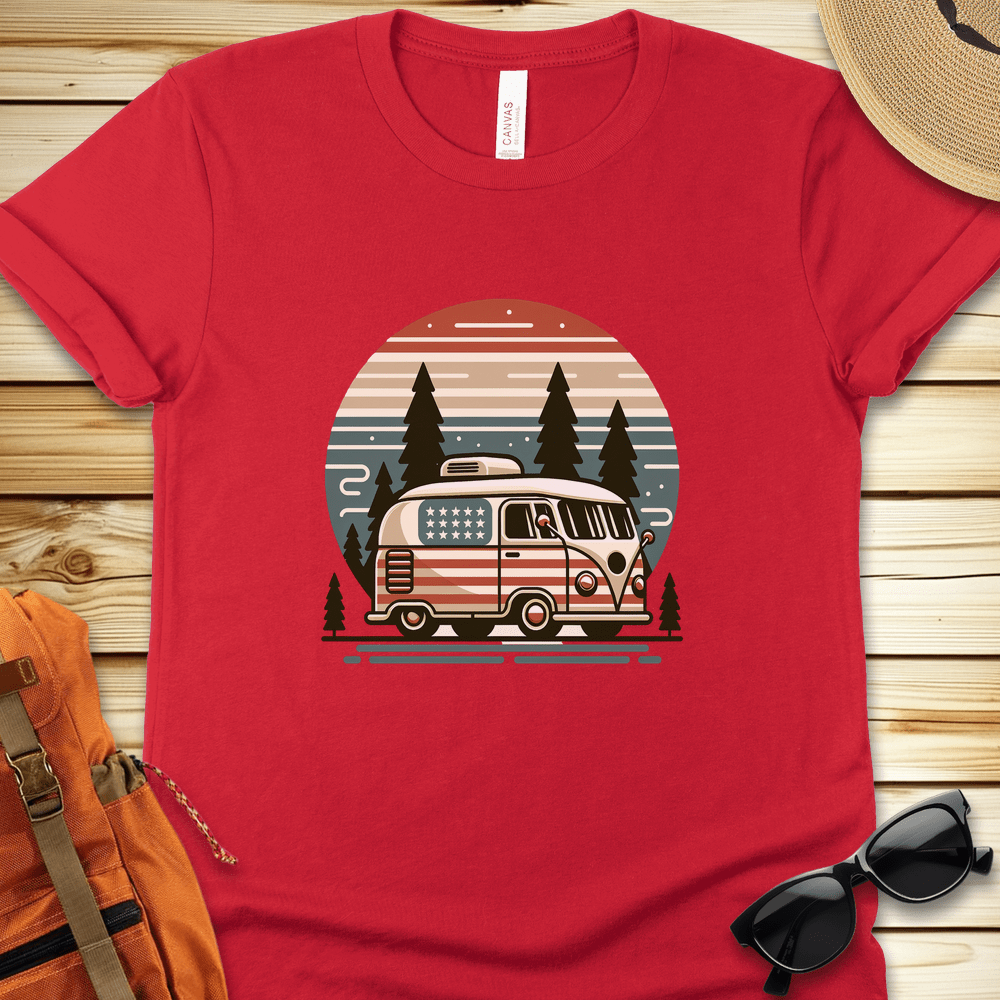 1259 Stars and Stripes Van Tshirt - Red