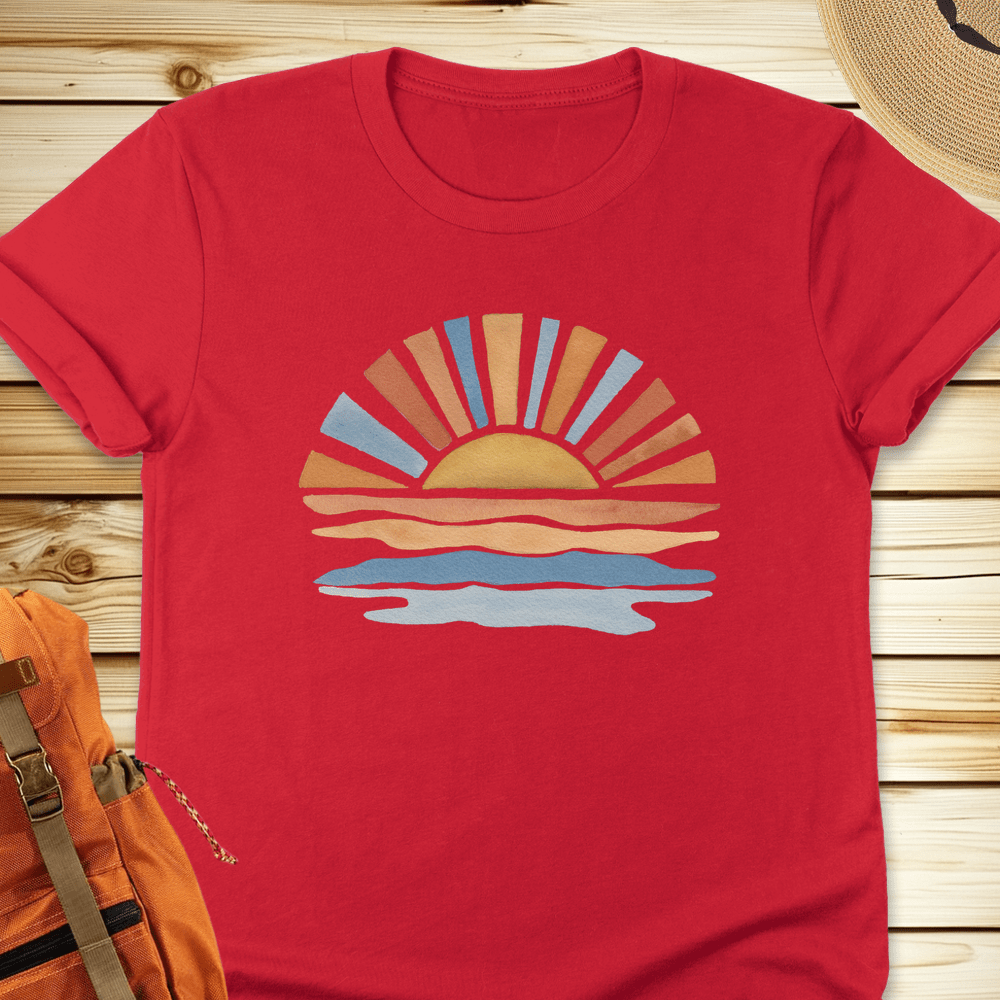 1976 Watercolor Sunshine Tshirt - Red