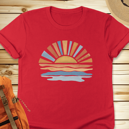 1976 Watercolor Sunshine Tshirt - Red