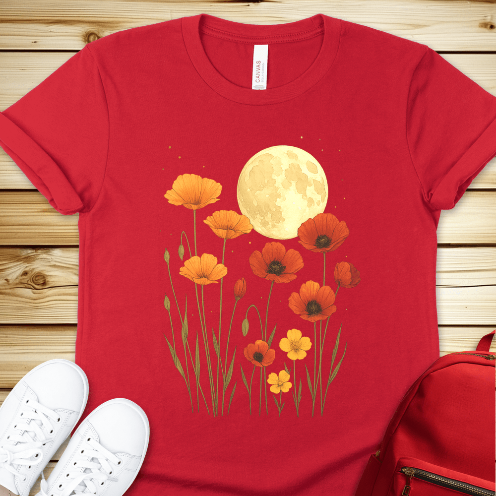 2101 Poppies In The Moonlight Tshirt - Red