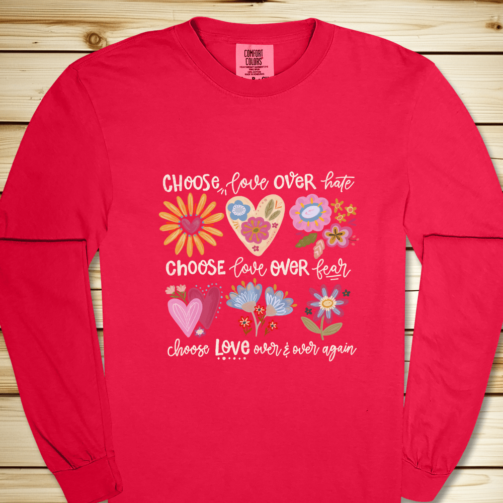 Choose Love Long Sleeve Tshirt - Red