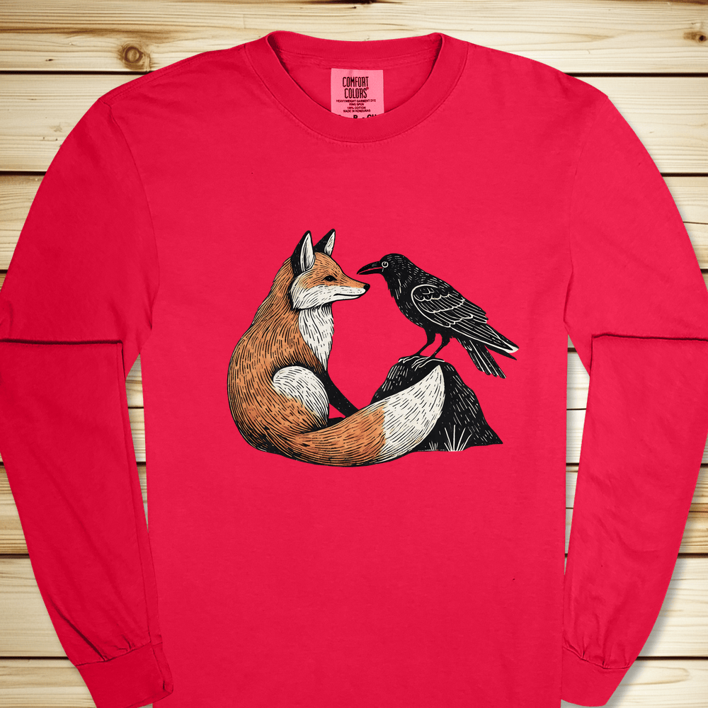 Fox And Crow Long Sleeve Tshirt - Red