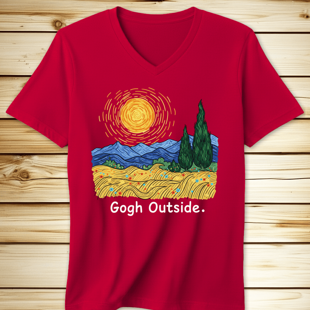 Gogh Outside V-Neck Tshirt - Red