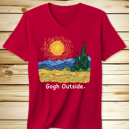 Gogh Outside V-Neck Tshirt - Red