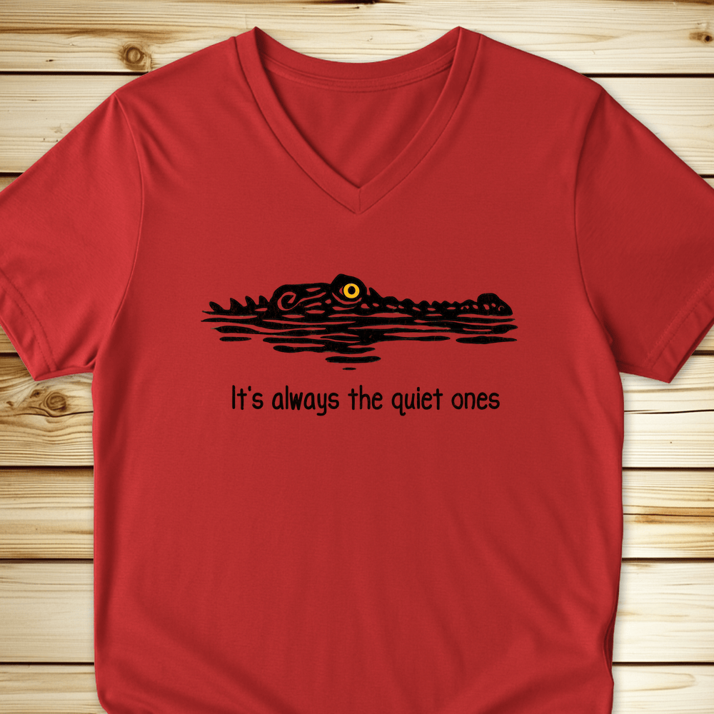 2296 Its Always The Quiet Ones Unisex V-Neck - Red