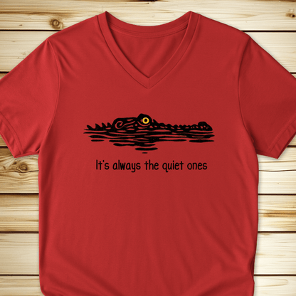 2296 Its Always The Quiet Ones Unisex V-Neck - Red