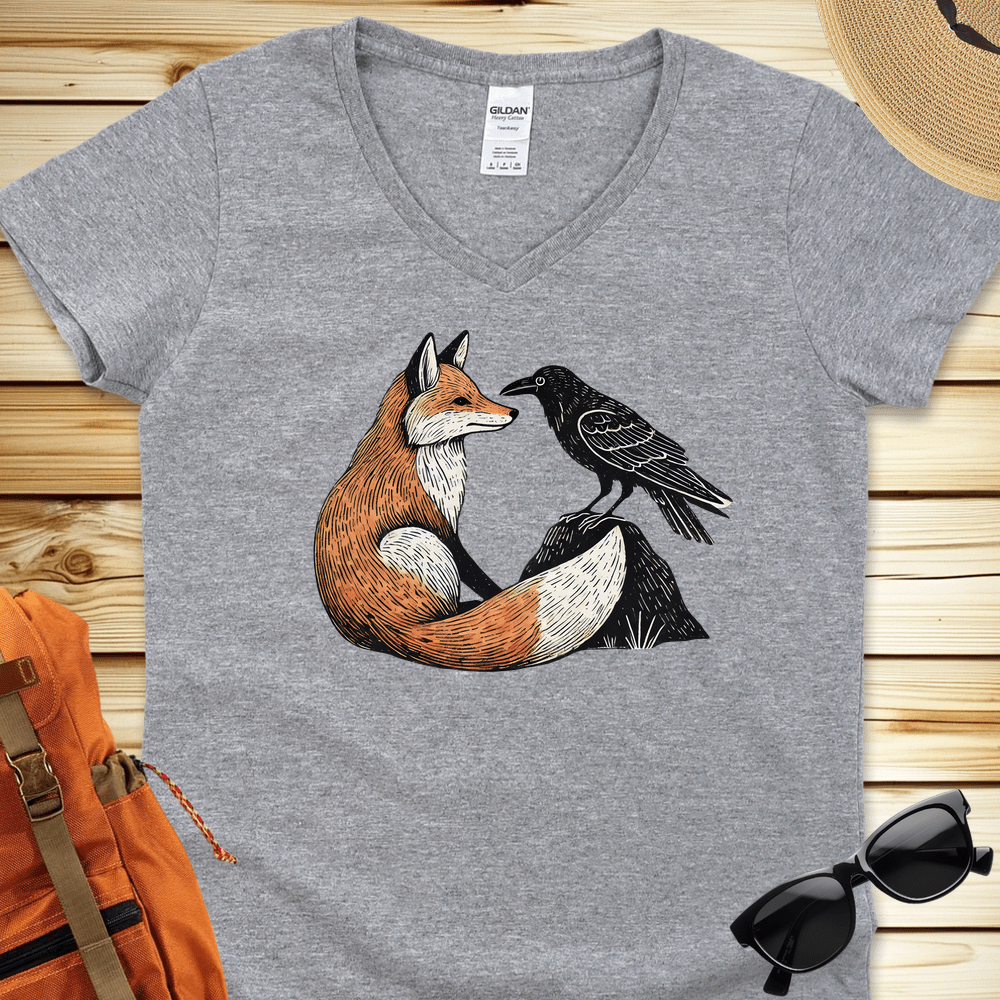 1791 Fox And Crow V-Neck Tshirt - Sport Grey