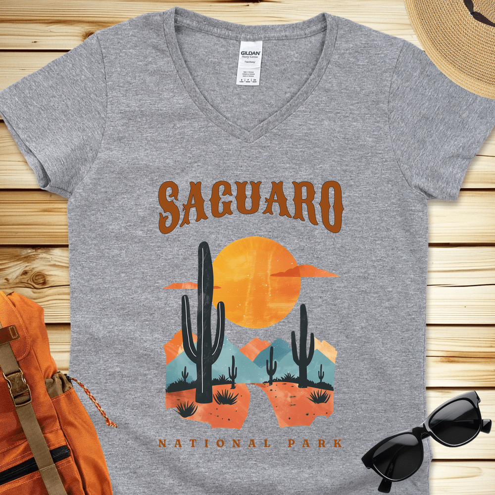 1391 Saguaro National Park V-Neck Tshirt - Sport Grey