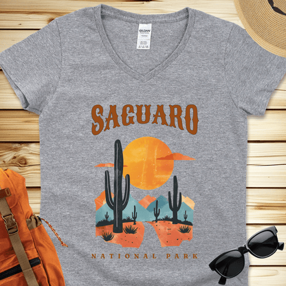 1391 Saguaro National Park V-Neck Tshirt - Sport Grey