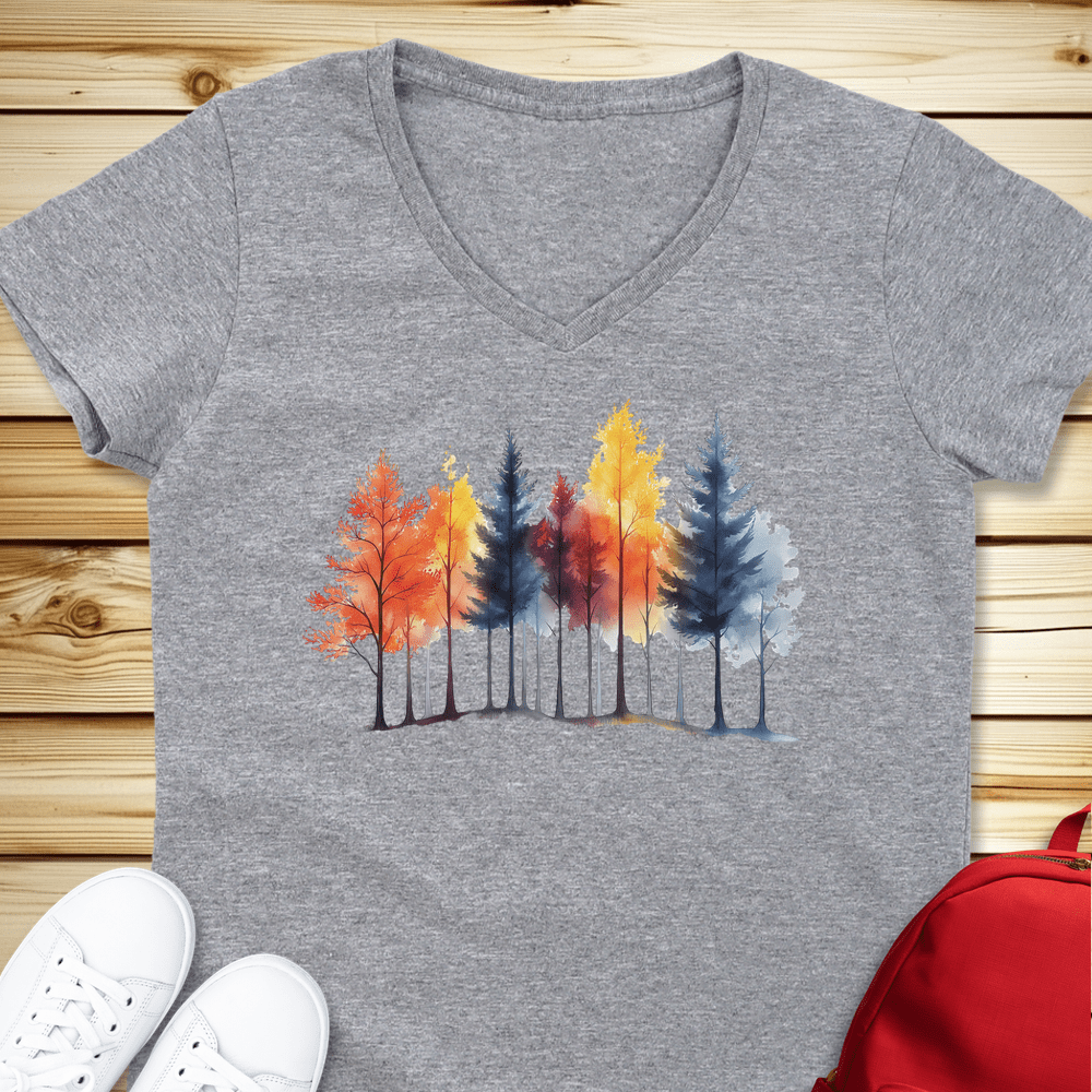 1683 Autumn Trees V-Neck - Sport Grey