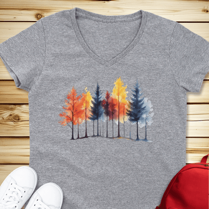 1683 Autumn Trees V-Neck - Sport Grey
