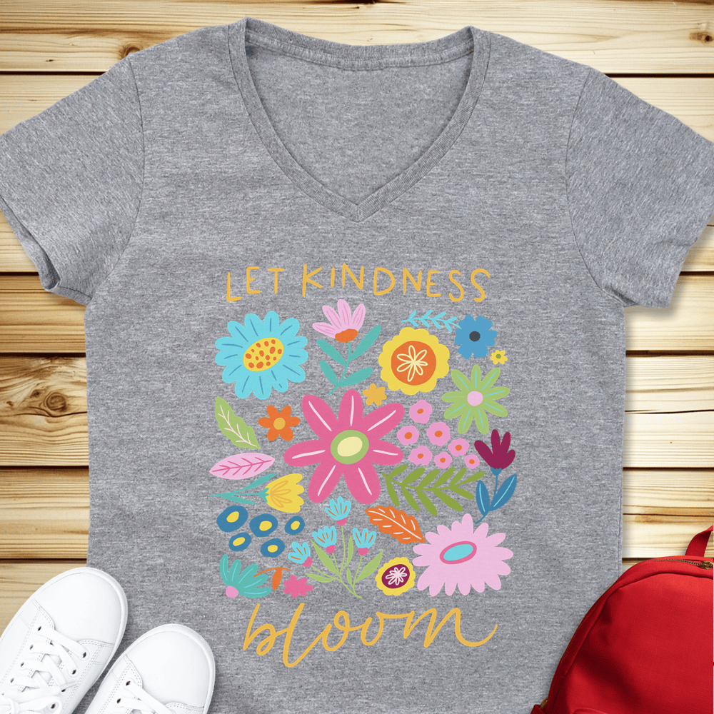 Let Kindness Bloom V-Neck - Sport Grey