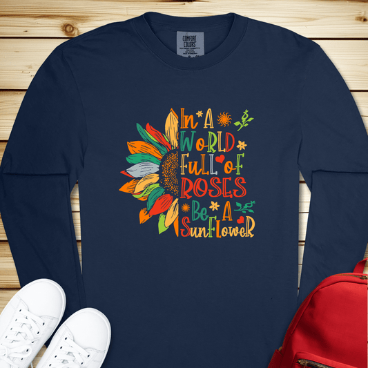 1545 Be A Sunflower Long Sleeve Tshirt - True Navy