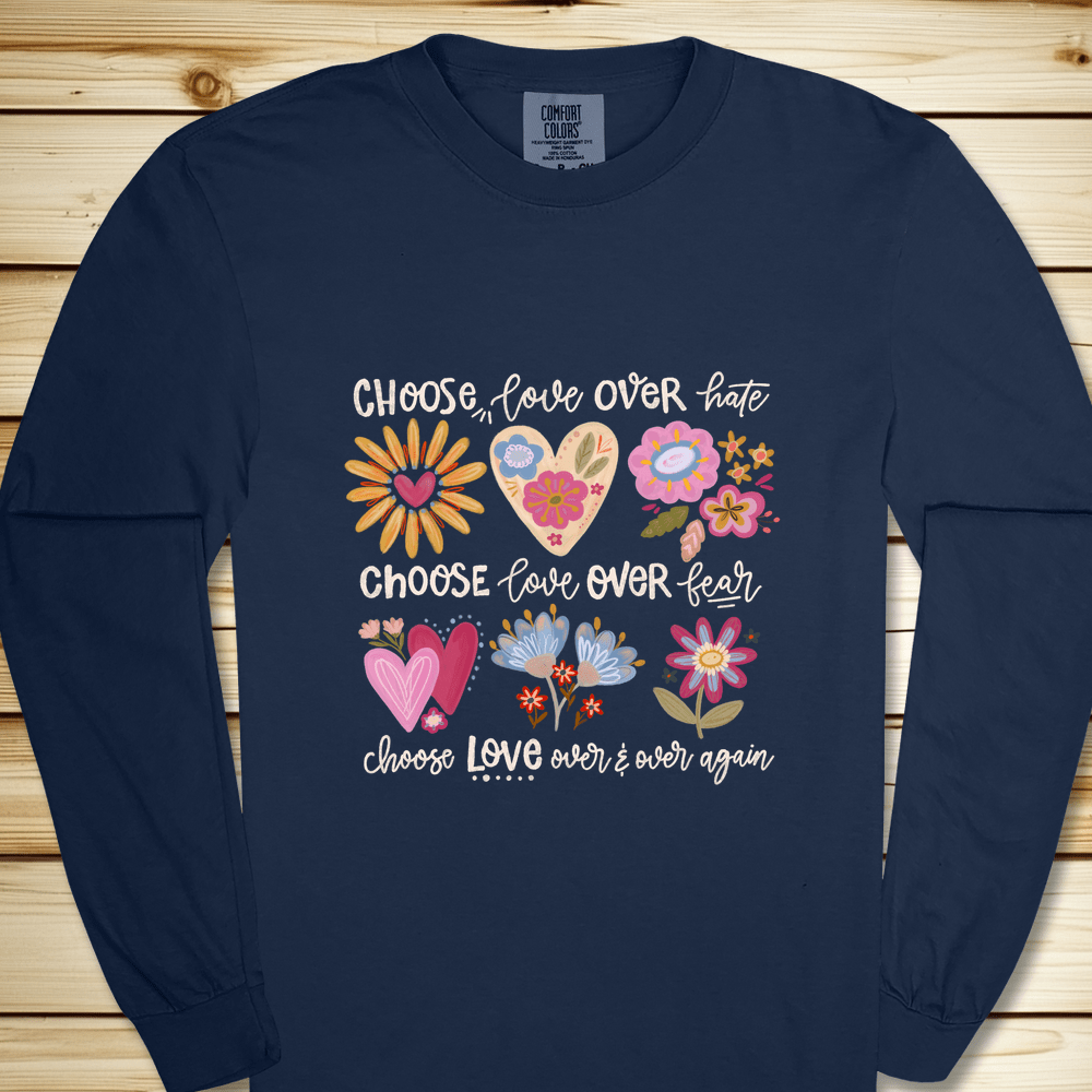 Choose Love Long Sleeve Tshirt - True Navy