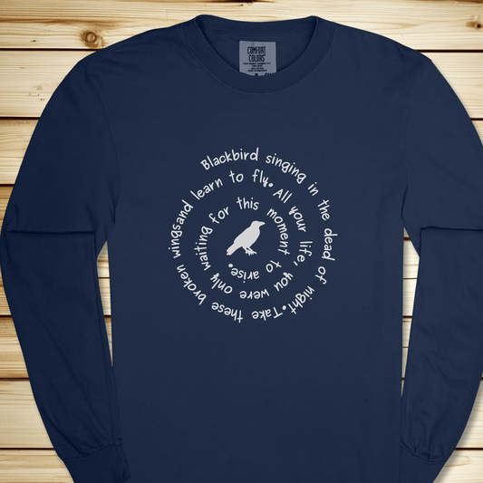 Blackbird Singing Long Sleeve Tshirt - True Navy