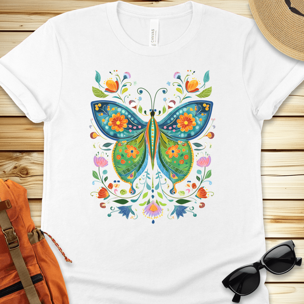 1934 Butterfly Folkart Tshirt - White