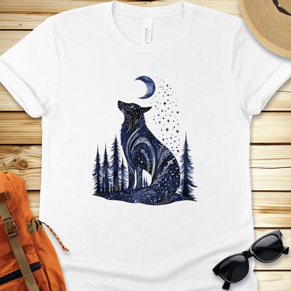 1695 Mystical Blue Wolf Tshirt - White