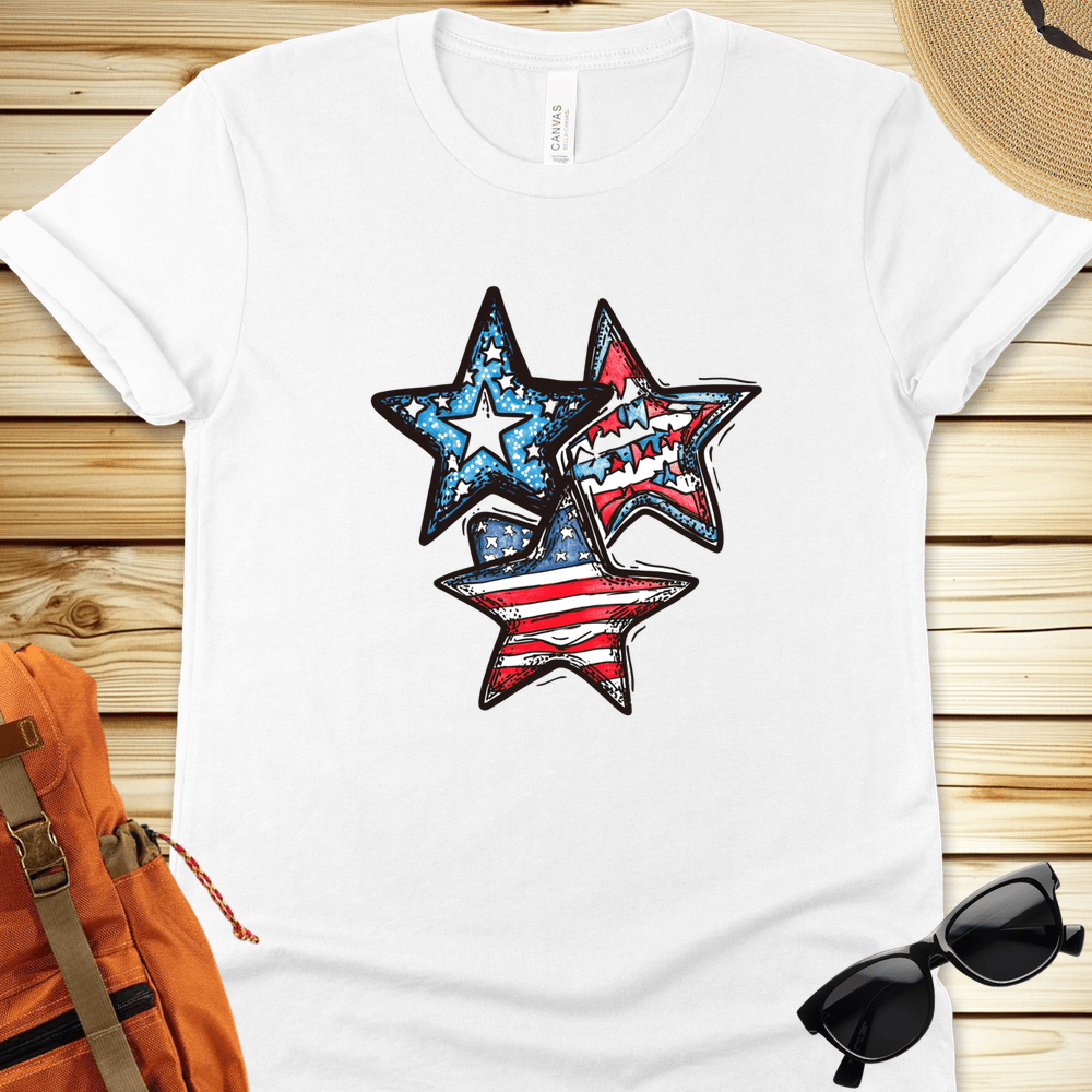 Patriotic Stars Tshirt - White