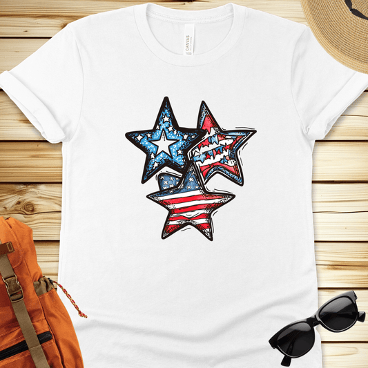 Patriotic Stars Tshirt - White