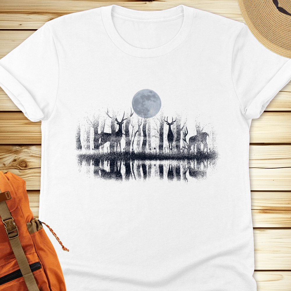 Deer At The Lake Tshirt - White