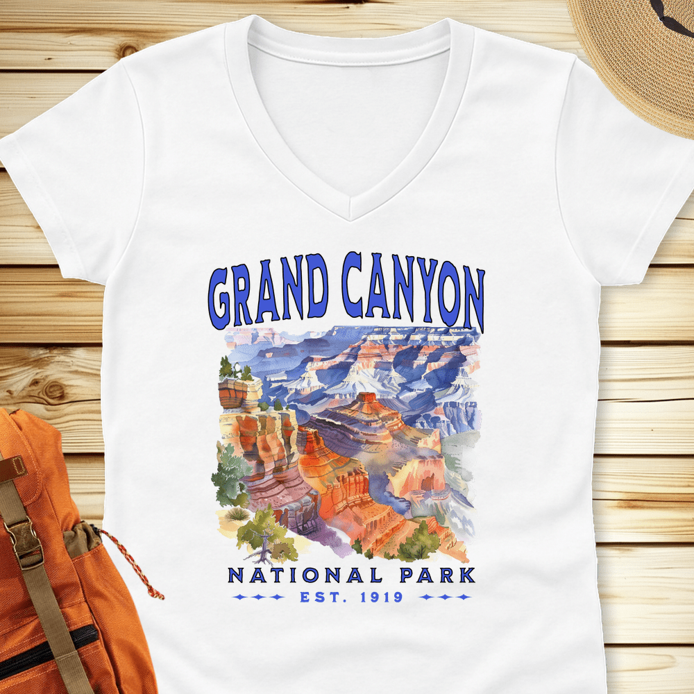 1439 Grand Canyon National Park V-Neck - White