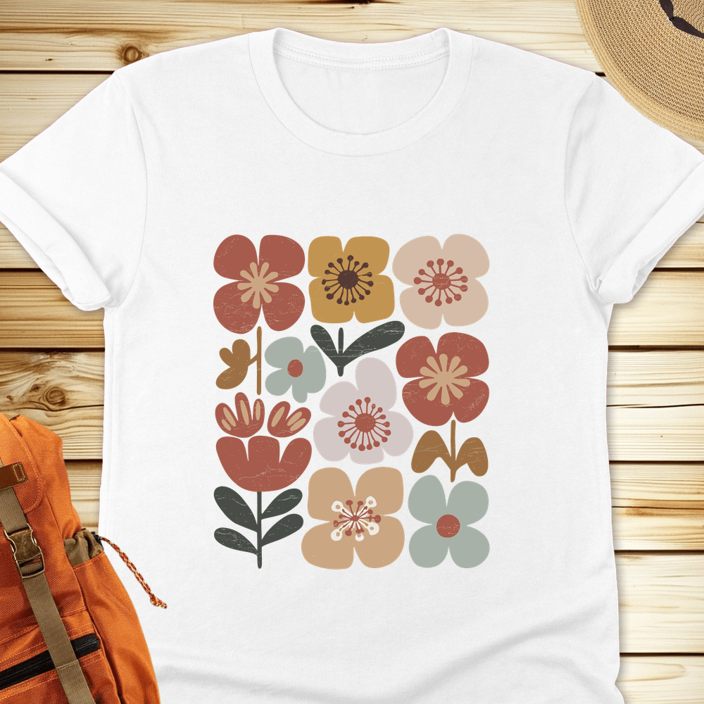 Boho Folk Bloom Tshirt - White