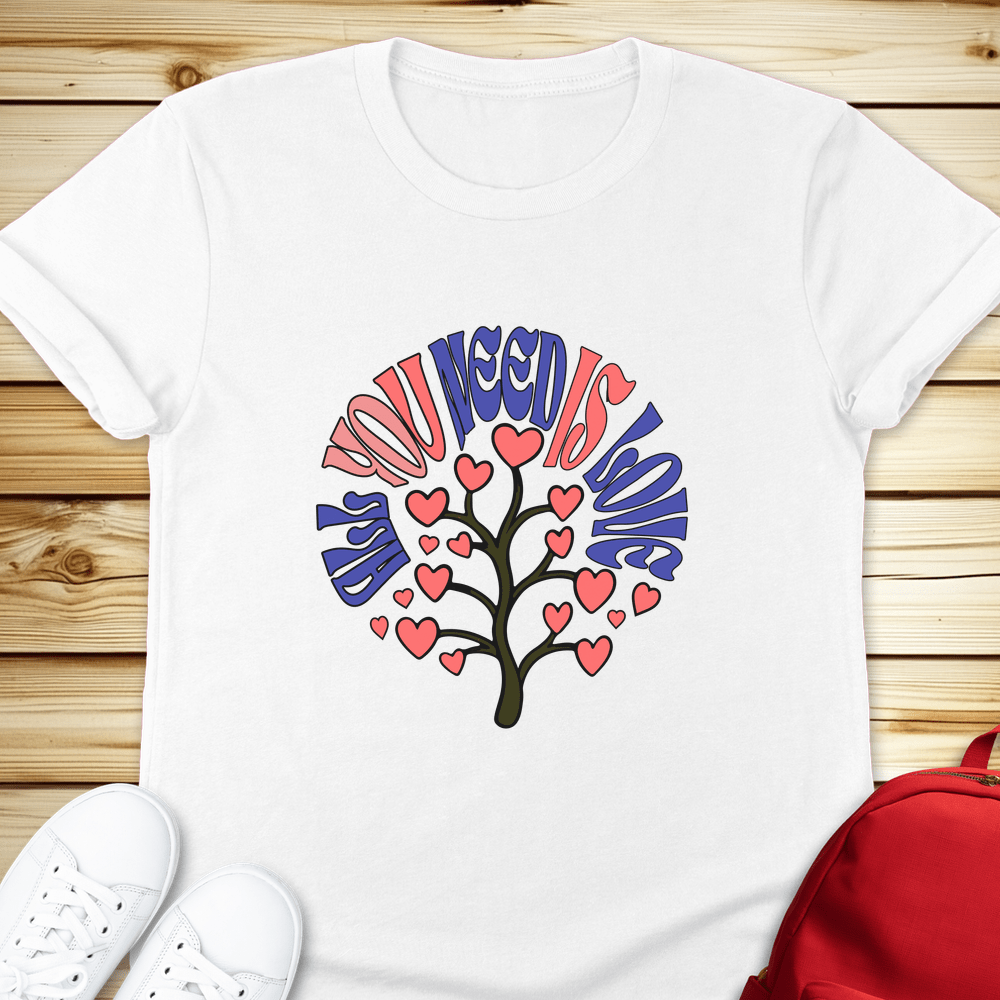 All You Need Is Love Word Tree Tshirt - White