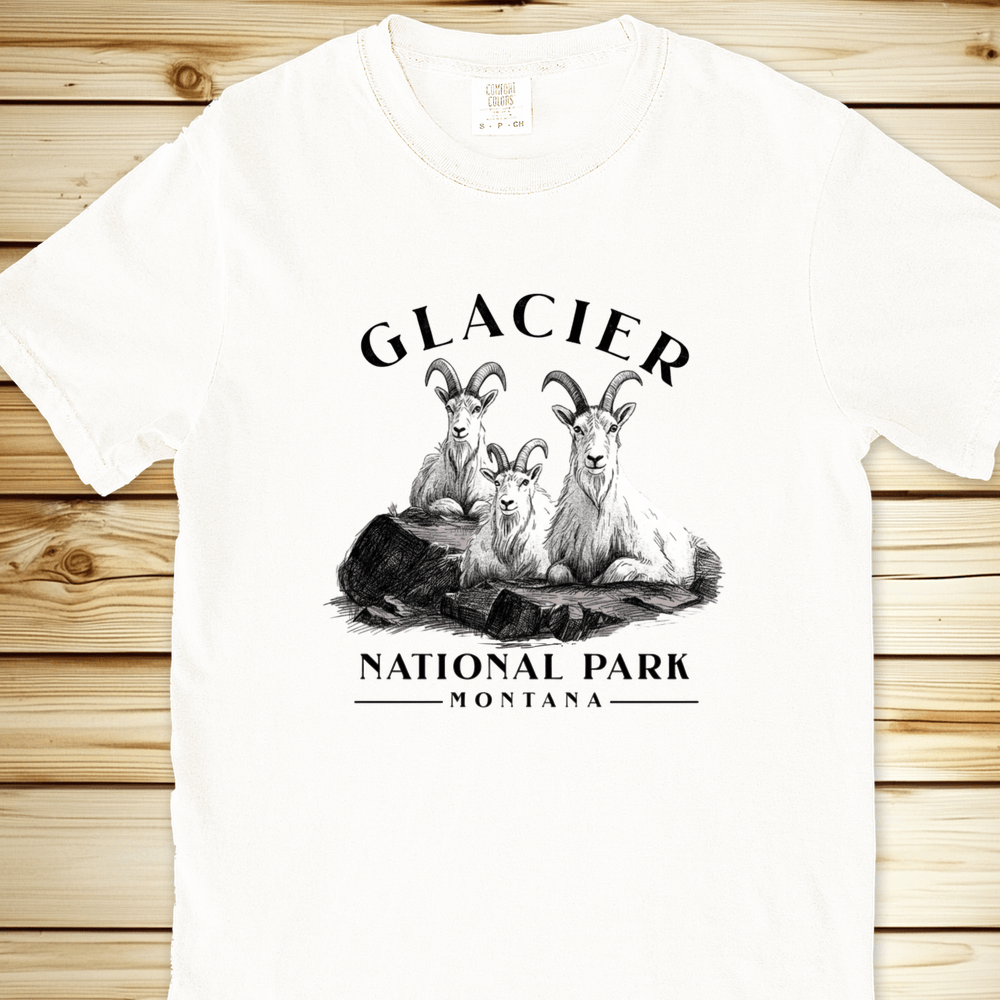 1927 Glacier Nat Park Goat Relaxed Fit Tee - White