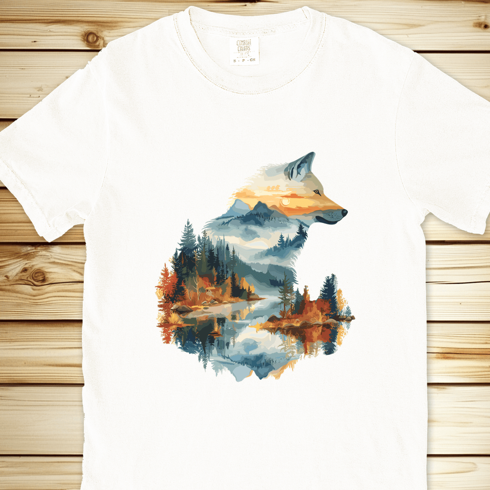 2261 Wolf In The Woods Relaxed Fit Tee - White