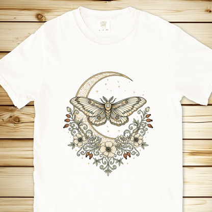 Green Moth Crescent Moon Relaxed Fit Tee - White