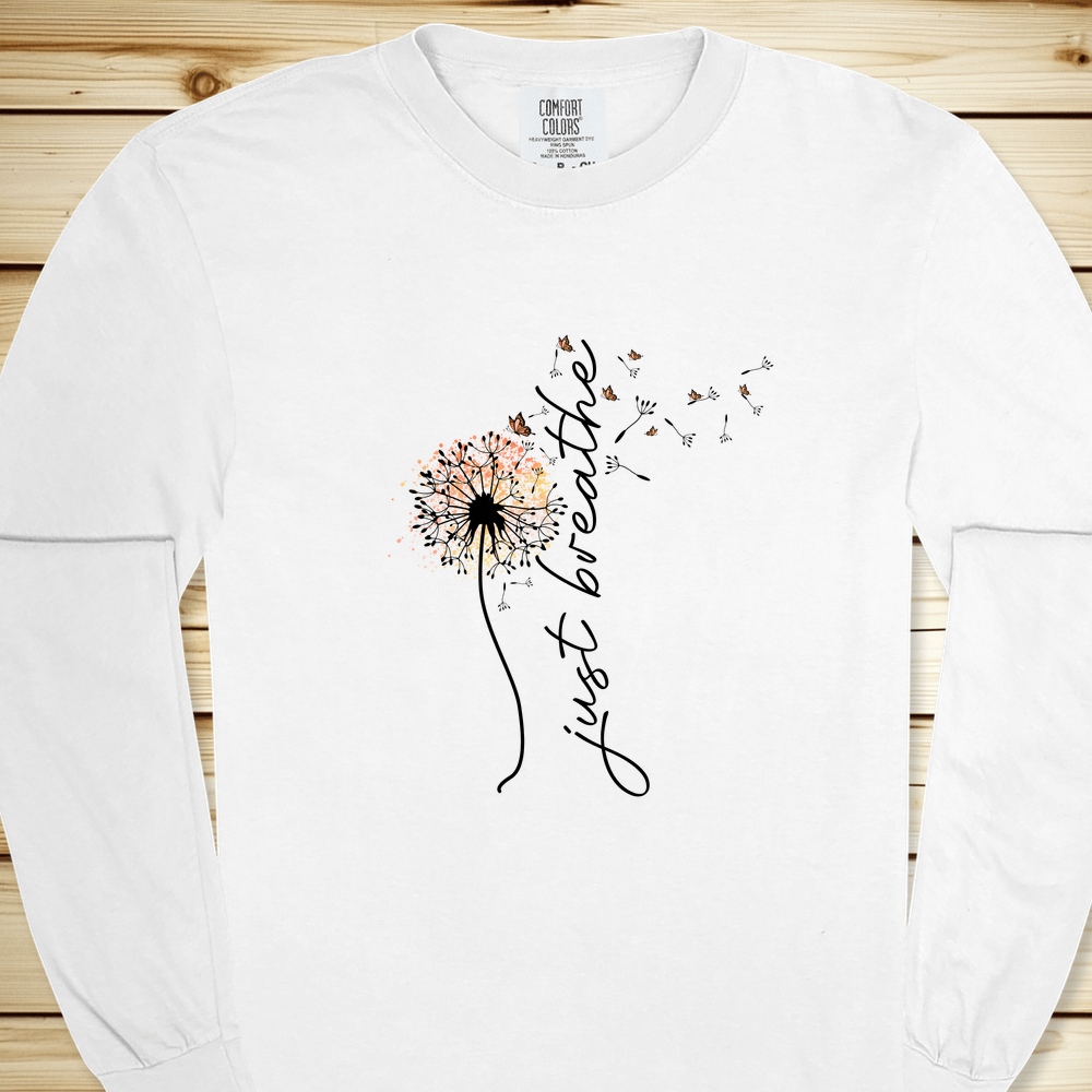 1634 Just Breathe Long Sleeve Tshirt - White