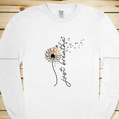 1634 Just Breathe Long Sleeve Tshirt - White