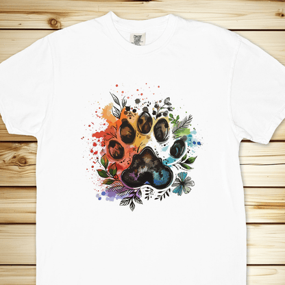 1286 Bear Paw Print Relaxed Fit Tee - White