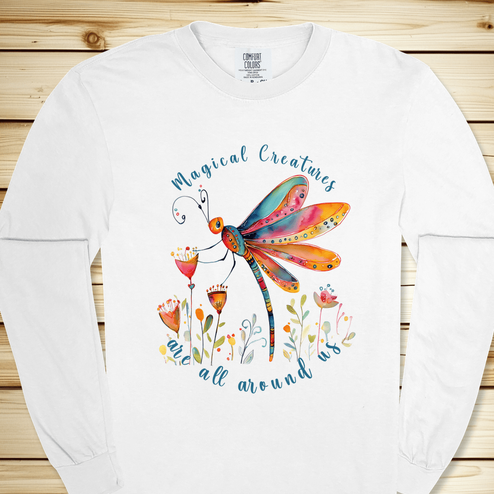 1935 Magical Dragonfly Long Sleeve Tshirt - White