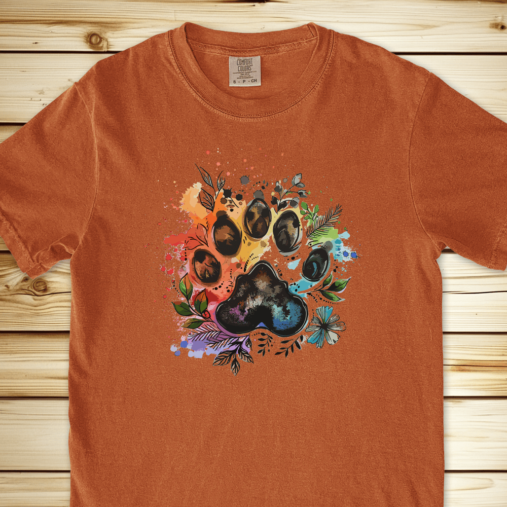 1286 Bear Paw Print Relaxed Fit Tee - Yam