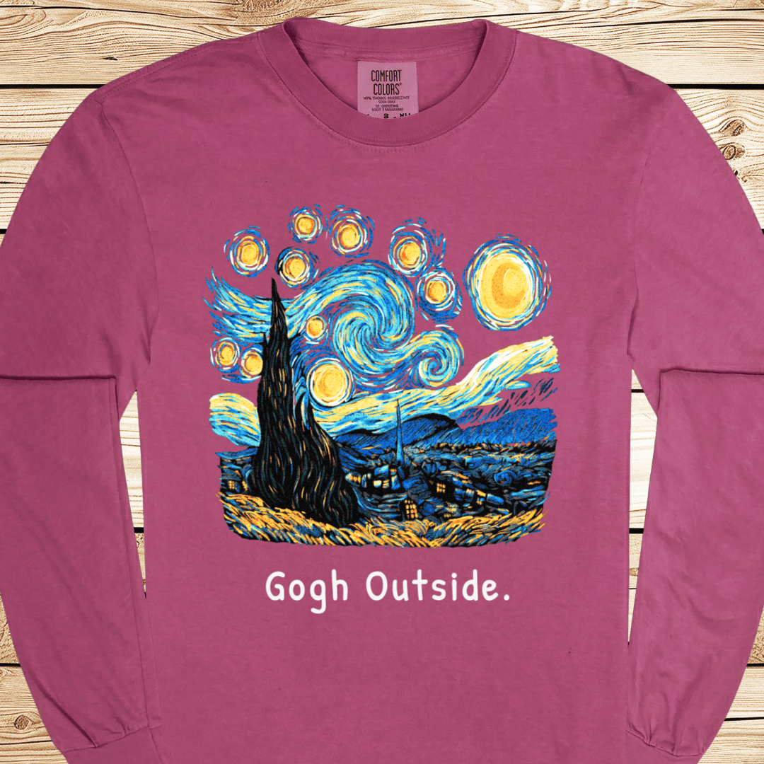 Gogh Outside Starry Night Long Sleeve Tshirt - Ramblin Road
