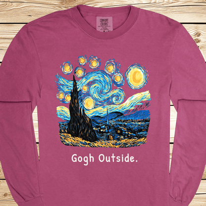 Gogh Outside Starry Night Long Sleeve Tshirt - Ramblin Road