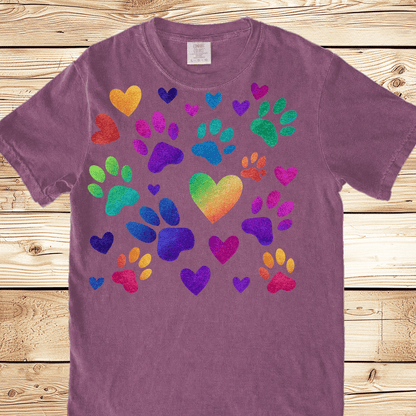 Rainbow Pawprints Relaxed Fit Tee - Ramblin Road