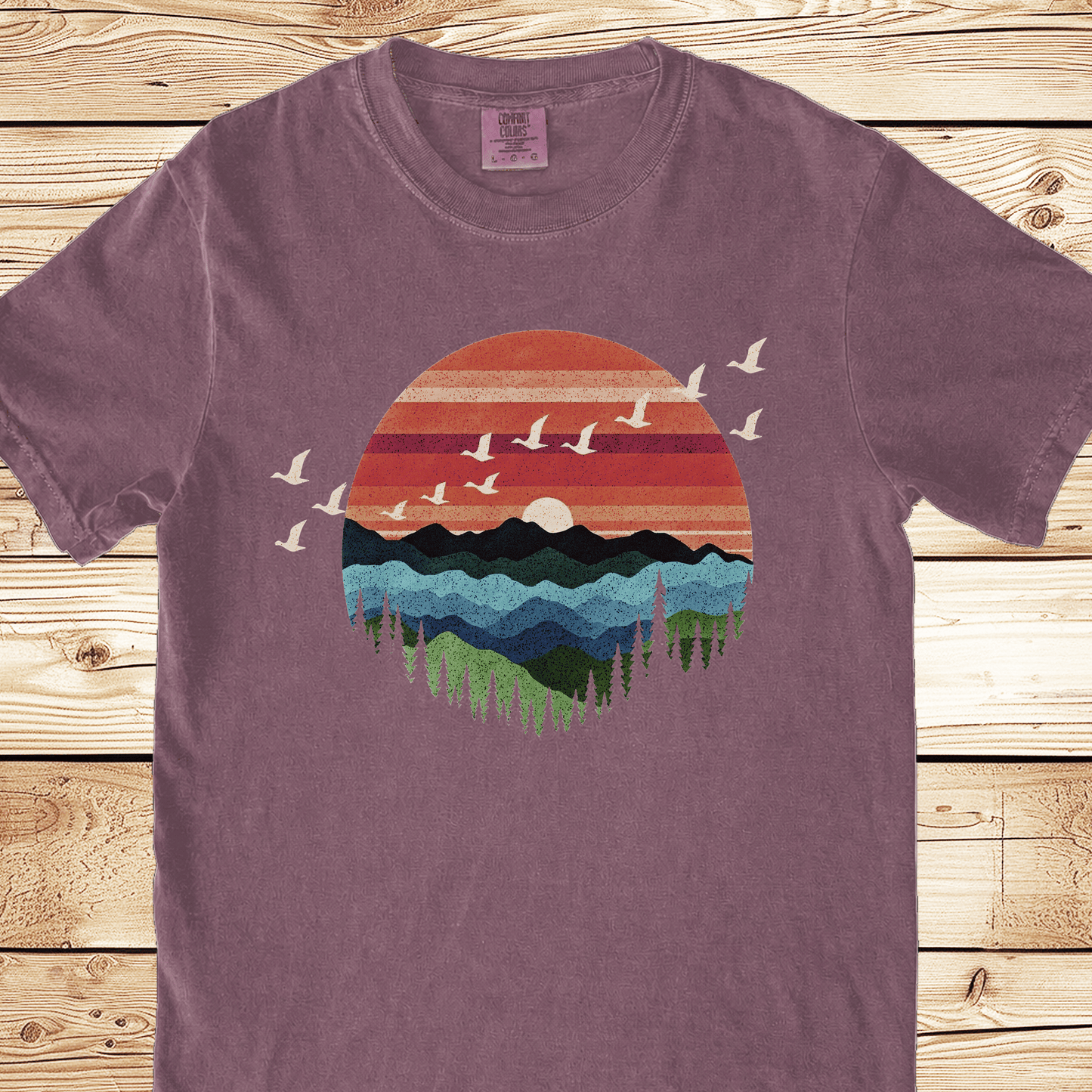 Retro Mountain Birds Relaxed Fit Tee - Ramblin Road